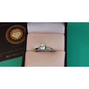 Stunning 1 Ct. Round Genuine Moissanite Solitaire Engagement Ring Sz 8